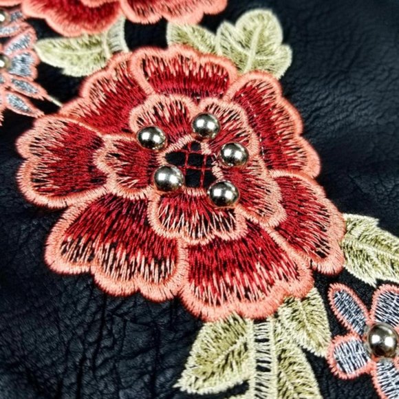 Romeo & Juliet Couture Embroidered faux-leather studded mini skirt. - Picture 6 of 7